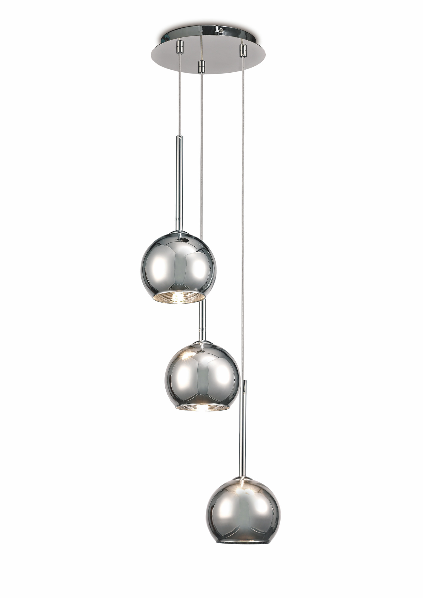 D0103  Regina Chrome Plated Glass Pendant 3 Light Polished Chrome